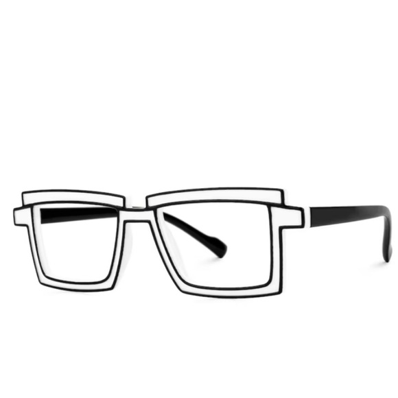 White & Black Cyberpunk Rectangular Glasses | Y2K Retro Anime Style Frames - Picture 5 of 9
